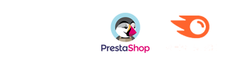 logotipo wordpress, woocommerce, prestashop y semrush